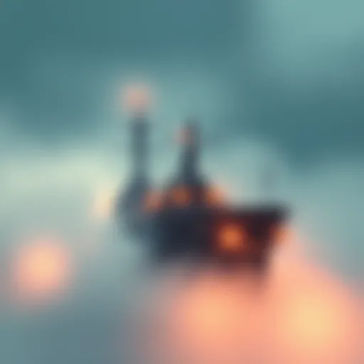A warship resembling the USS Eldridge moving through thick fog, symbolizing invisibility during the Philadelphia Experiment.