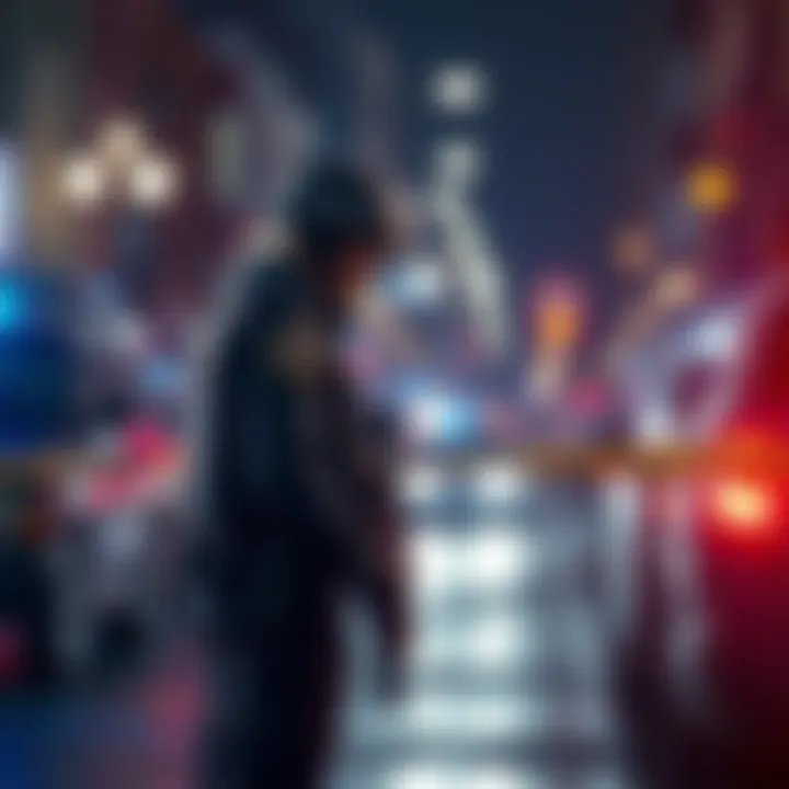 USSS Agent Shot Incident A U.S. Secret Service agent in tactical gear at a crime scene, focusing on the area where the shooting occurred.