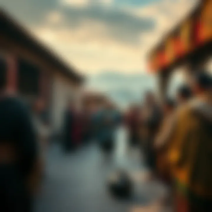 Ancient Valentinian Community Gathering A historical gathering of people representing the last known communities of Valentinianism in the ancient Far East, showcasing traditional attire and artifacts in a serene setting.