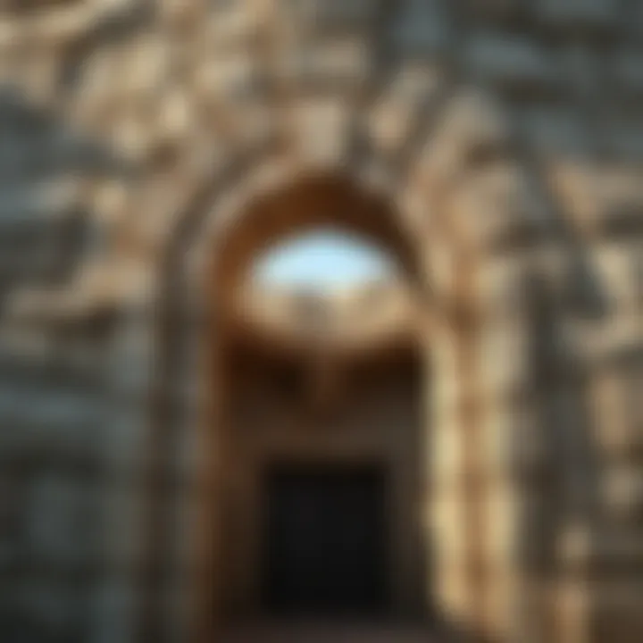 A close-up view of a stone vault showcasing its unique architectural design.