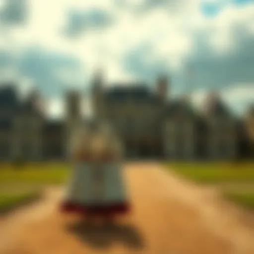 Two ghostly figures resembling little girls in period dress appear in a photograph taken at the Vaux-le-Vicomte Palace, adding a haunting atmosphere to the scene.