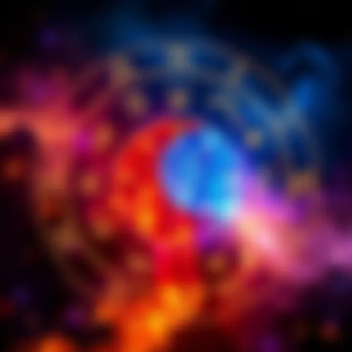 Vedic astrology symbols and zodiac signs Illustration showing various symbols of Vedic astrology alongside the twelve zodiac signs