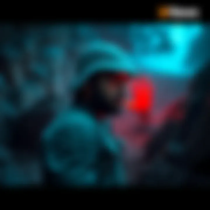 A Venezuelan explorer at a dark and eerie site, with a mysterious hand appearing in the background.