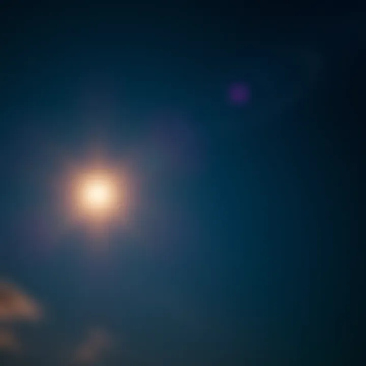 A stunning night sky featuring a bright conjunction of Venus and Jupiter with a full moon in Aquarius, highlighting the celestial events of August 2025.
