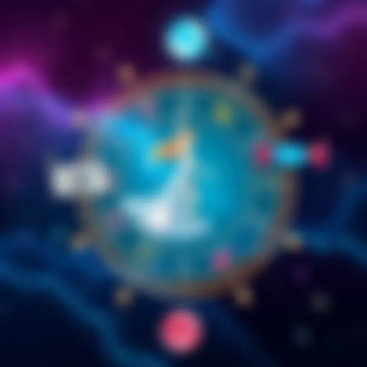 A graphic showing Venus in retrograde with symbols of relationships and finances around it, depicting the impact on love and spending habits.