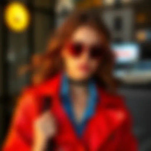 Fashionable person with Venus in Aries vibe A stylish person showcasing bold and energetic fashion choices, reflecting the Venus in Aries energy, with bright colors and a confident pose.
