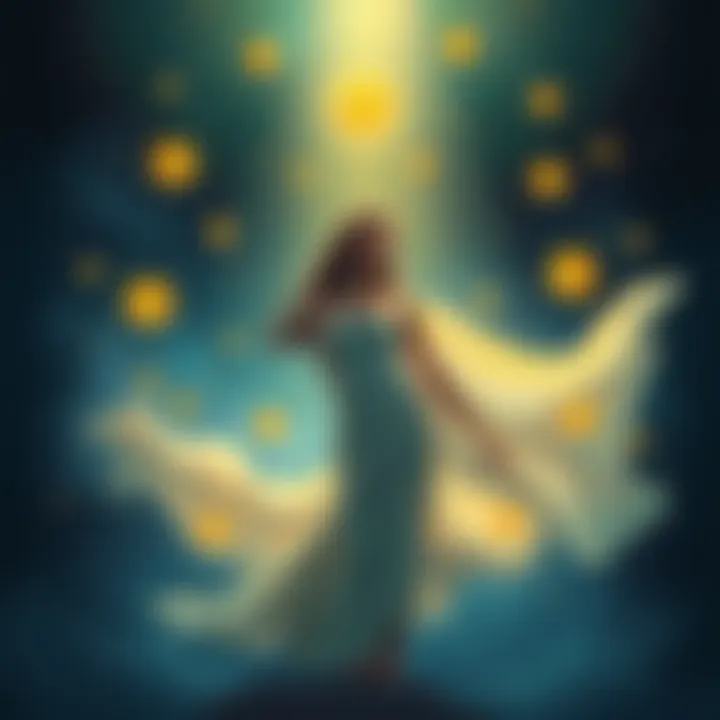 A serene figure surrounded by stars, embodying calmness and emotional depth, symbolizing the influence of Venus in Ashlesha.