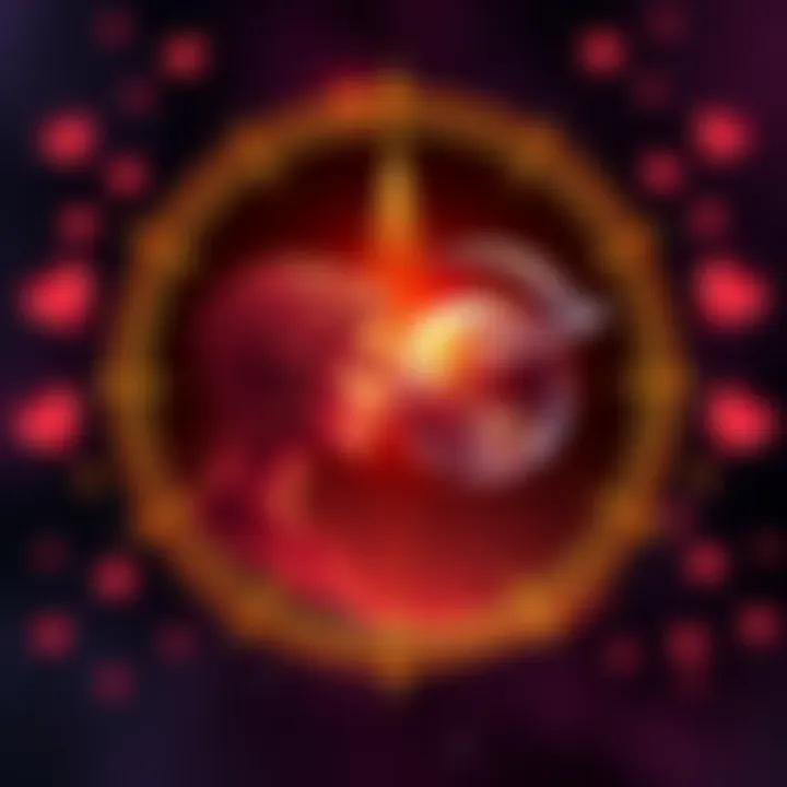 Illustration of astrological symbols representing Venus and Mars in conjunction, with a background depicting romantic elements like hearts and stars.