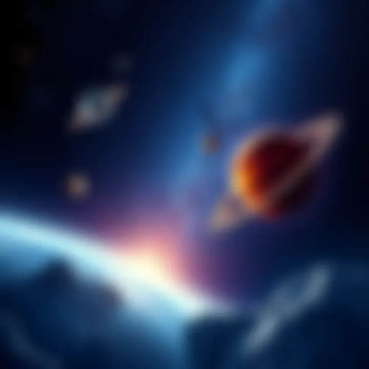 Venus and Mars Conjunction Illustration An artistic depiction of the Venus and Mars conjunction in the night sky, with bright planets and zodiac signs surrounding them, symbolizing charisma and personality traits.