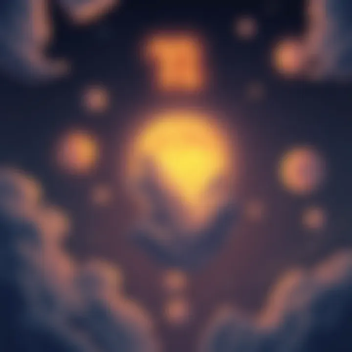 An illustration showing the positive effects of Venus MD with happy relationships and achievements, contrasted against dark clouds representing struggles from Saturn MD and Ketu MD.