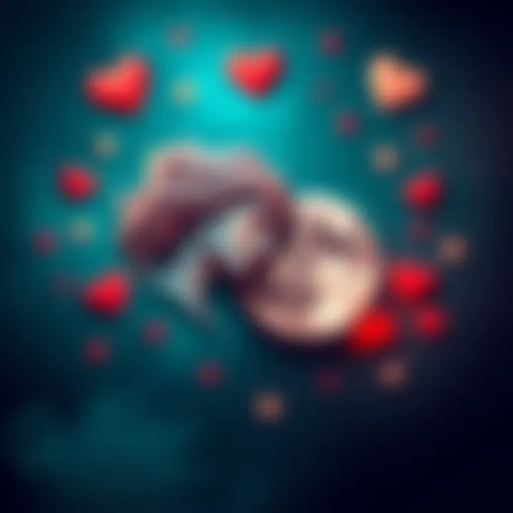 Venus and Moon Symbols Illustration of Venus and Moon symbols surrounded by hearts and stars, representing emotional wellness and gratitude.