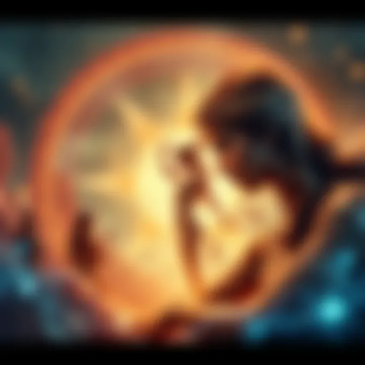 A representation of Venus symbol intertwined with images of people connecting and discussing, illustrating self-worth and relationships