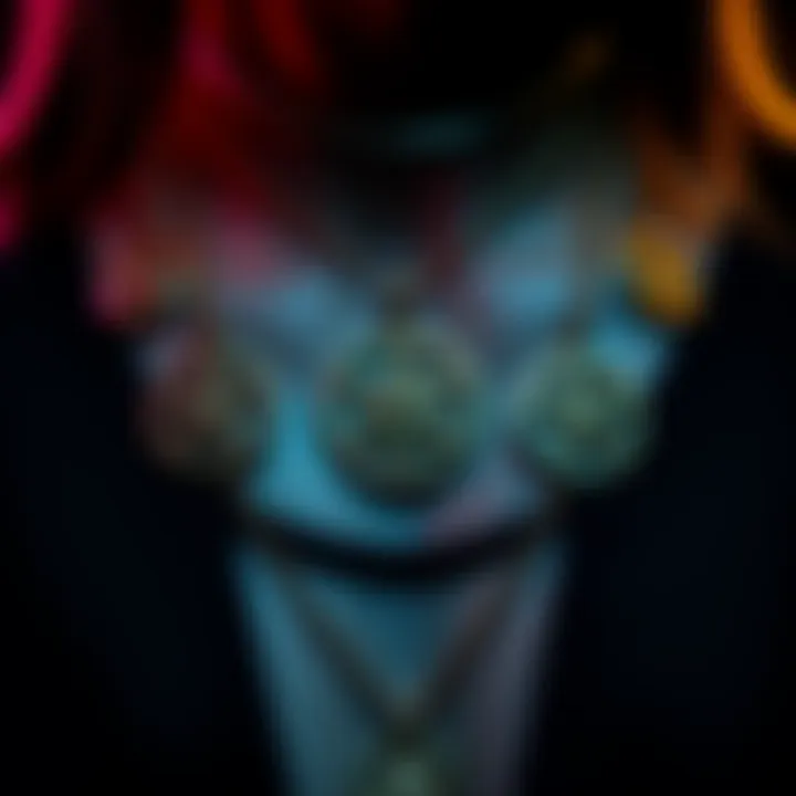 A person wearing multiple Venus Solomonic pentacles on different chains, showcasing their unique designs.