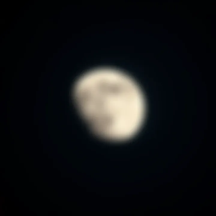 The moon showing a vertical orientation in the night sky, contrasting with its usual horizontal appearance, surrounded by stars.