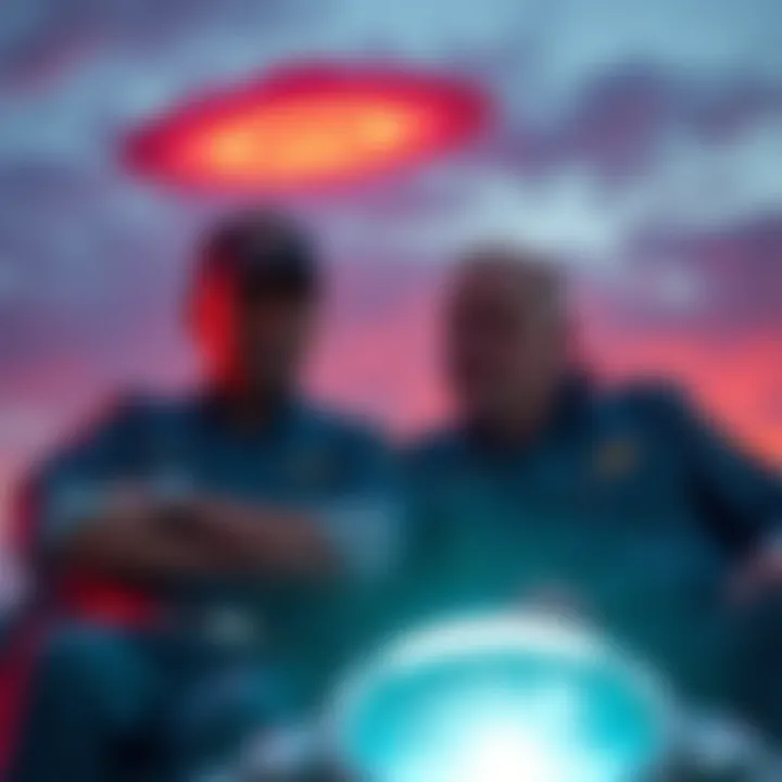 Veterans Reunite to Discuss UFO Encounter Air Force veterans Mario Woods and Michael Johnson sit together, sharing their stories about a UFO incident from 1977.
