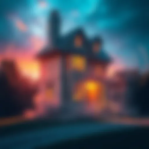 A house visibly vibrating with sound waves emanating around it, highlighting the audio anomaly and resonance issues