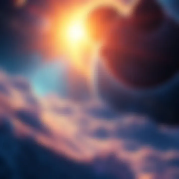An abstract representation of waves and vibrations in a cosmic setting, symbolizing higher dimensions and the nature of reality.
