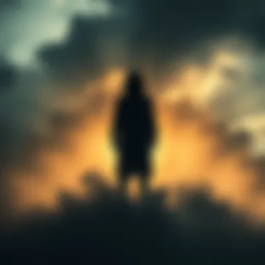 Victims Silenced by Fear A shadowy figure representing victims who have gone silent, surrounded by dark clouds symbolizing fear and violence. The background hints at a troubled past, evoking a sense of danger and secrecy.