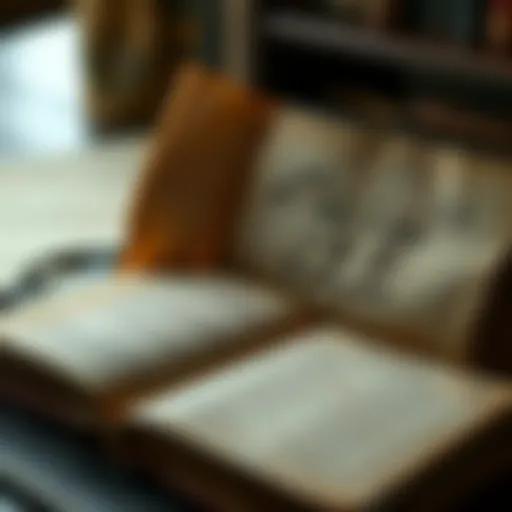 A close-up of a Victorian Bible opened to reveal family history notes and a family tree chart beside it.