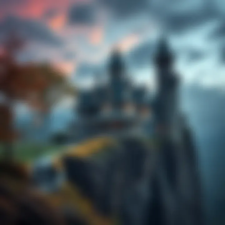 A Victorian house stands on a cliff, surrounded by a large garden and a mysterious tower, evoking a sense of history and secrets.