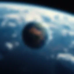 A stunning view of Earth from space, showcasing its blue oceans and white clouds against a dark backdrop of the universe.