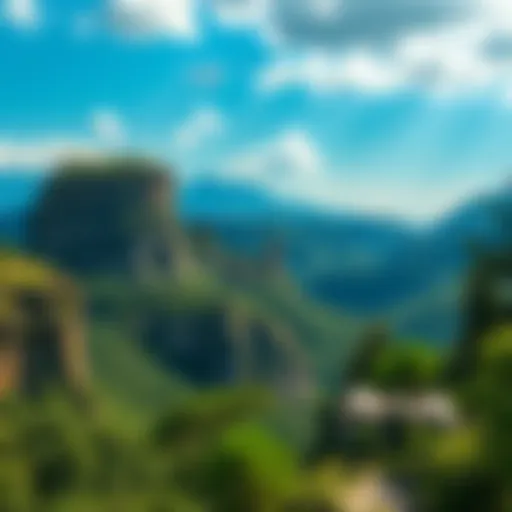A scenic view showcasing the natural beauty and unique features of the area with greenery and landmarks.