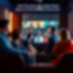 Viewers watching Dr. Jonathan Reed's show A group of people gathered around a television watching Dr. Jonathan Reed's show on Prime, showing various reactions