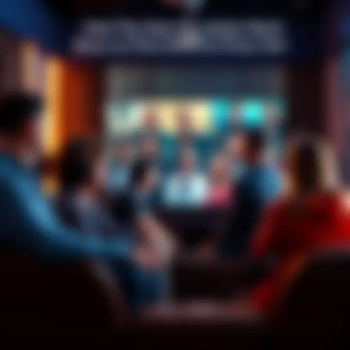 Viewers watching Dr. Jonathan Reed's show A group of people gathered around a television watching Dr. Jonathan Reed's show on Prime, showing various reactions