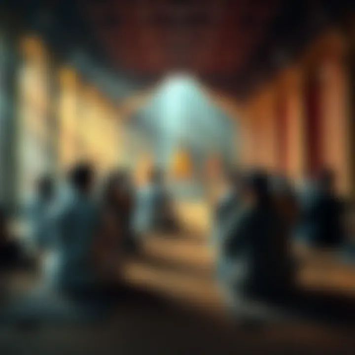 Group of people sitting in silence during a Vipassana meditation session