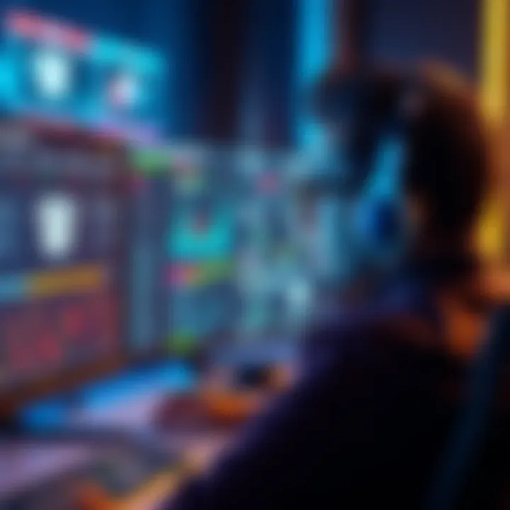 A person using headphones while focusing on a computer screen displaying Viper subliminal images and tips.