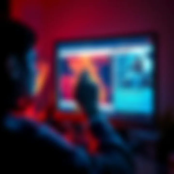 A person analyzing a viral image on a computer screen, showing facts and debunking information next to the image.