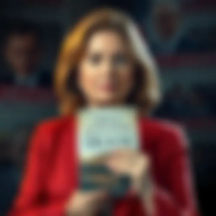 Virginia Giuffre holding her new book, with a serious expression, as headlines about an Israeli PM and Prince Andrew are visible in the background