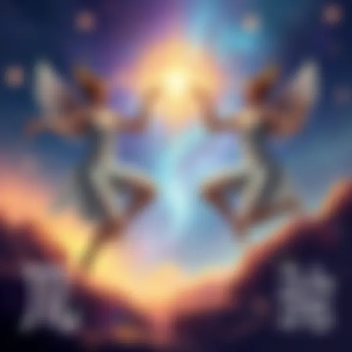 Virgo Rising and Gemini Rising Illustration showing the traits of Virgo Rising and Gemini Rising with symbolic elements representing both signs