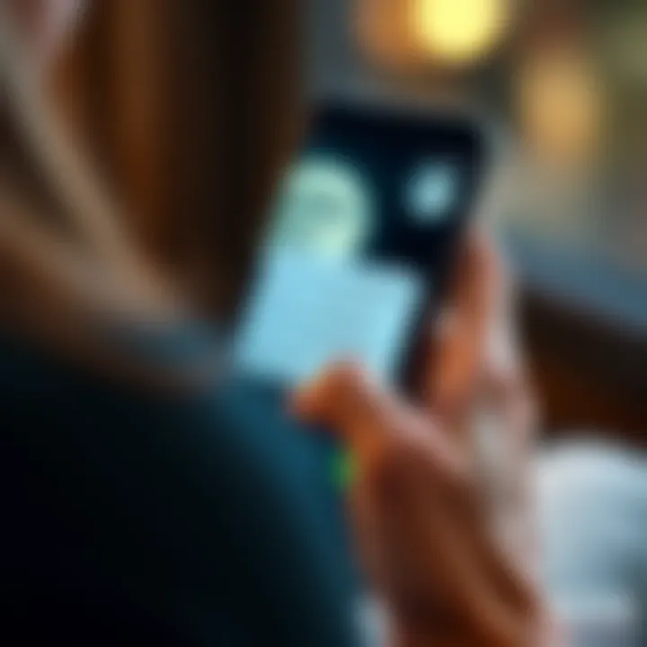 Virgo Moon and Mercury texting A person texting on a smartphone with a clear, concise message on the screen, reflecting Virgo's straightforward communication style.