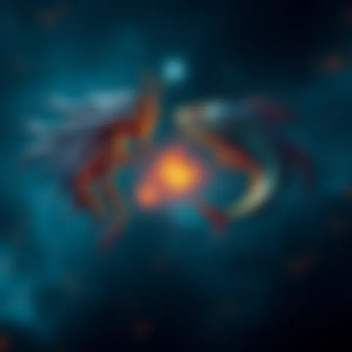 A visual representation of Virgo and Pisces zodiac symbols clashing, showing tension between the two signs