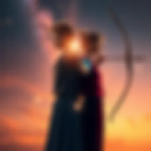 Virgo and Sagittarius Relationship A Virgo and a Sagittarius standing apart, showing contrasting personalities, with Virgo appearing practical and organized while Sagittarius looks adventurous and free-spirited.