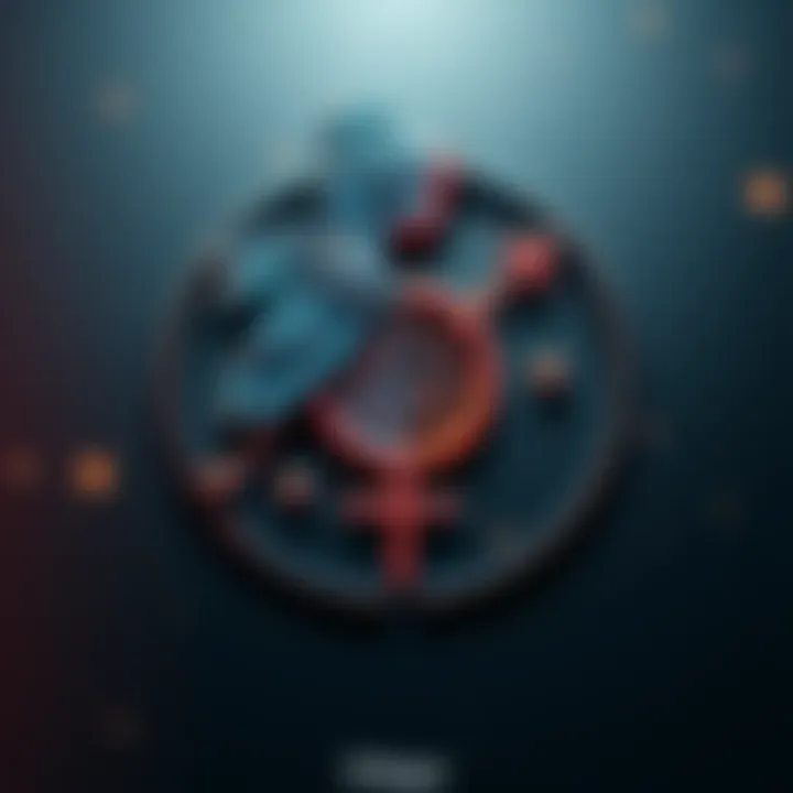 An artistic representation of the Virgo zodiac symbol, with masculine and feminine symbols integrated, showcasing a blend of practicality and groundedness.