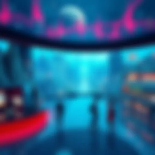 A digital landscape depicting people facing challenges and finding meaning in a virtual environment