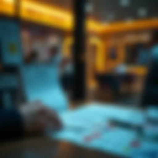 A person checking a calendar while looking at visa application documents on a table