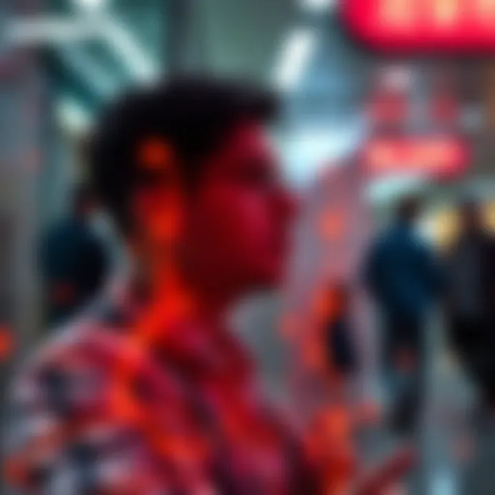 A business owner experiences semi-translucent shapes resembling non-human figures in their surroundings.