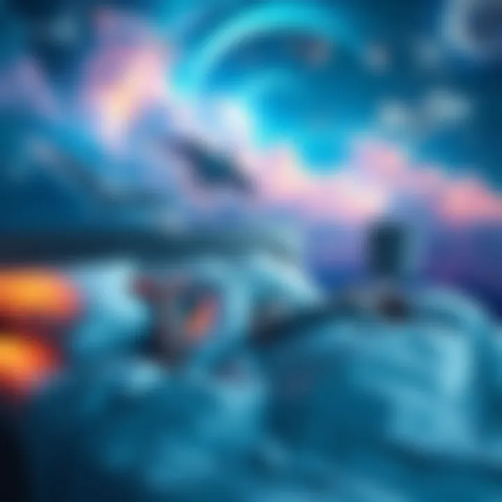 Vivid Dream Scene A person sleeping peacefully in bed with colorful dream images floating above, depicting various dream scenarios like flying and underwater adventures.