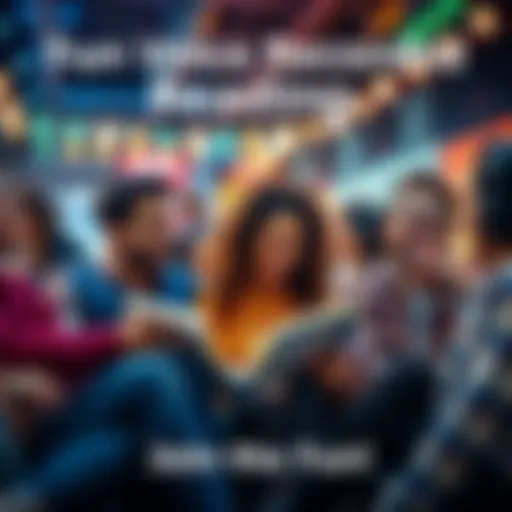 Group of people laughing and sharing stories during a voice recorded reading session