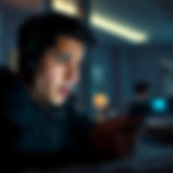 Person looking at their phone with a confused expression after receiving a strange voicemail