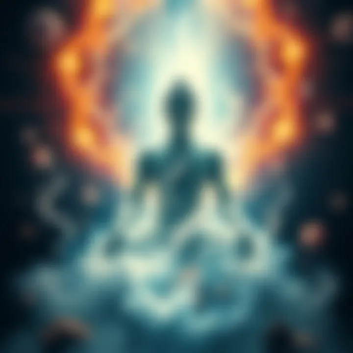 A serene depiction of a meditative figure surrounded by ethereal elements representing the void state.