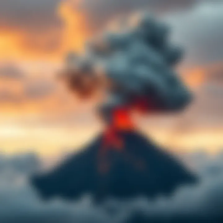 A volcano erupting suddenly with steam and ash billowing into the sky, showing the power of silent eruptions.