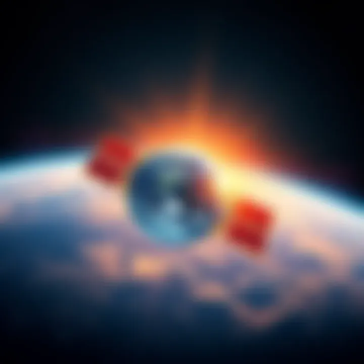 Voyager One and Earth's Message An illustration of the Voyager One spacecraft sending a video message into space, symbolizing humanity's communication with potential extraterrestrial life.