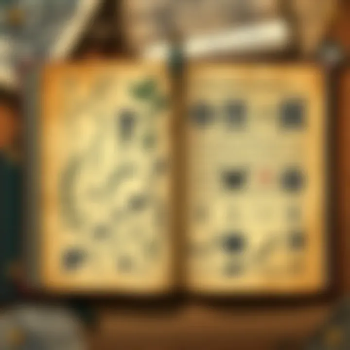 An open page of the Voynich Manuscript showing detailed drawings of plants and symbols, highlighting the manuscript's unique structure and patterns.