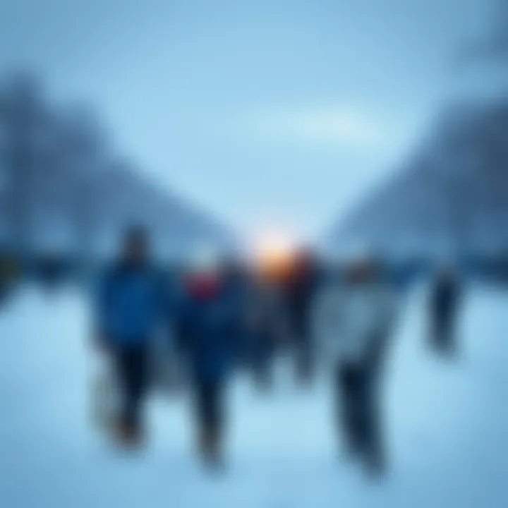 Participants braving snow and ice during the Walk for Peace event, promoting unity and hope in winter conditions