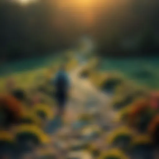 A person walking on a nature trail, reflecting on their health journey and mental well-being