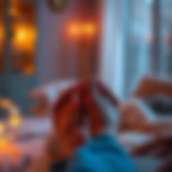 A person sitting comfortably with their feet resting on a soft surface, feeling warmth and relaxation in their legs and feet after energy healing treatments.